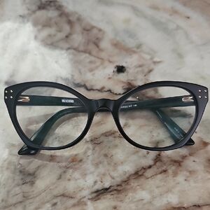 Moschino Black Cat-Eye Glasses with Gold Accents
